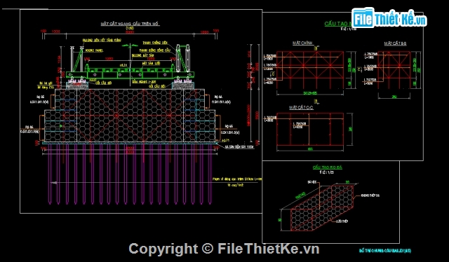 Bản vẽ cầu tạm,Cầu Bailey,Cầu tạm,bản vẽ cầu,cầu bailey